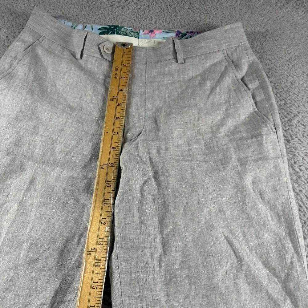 Bar 3 Slim Fit 100% Linen Pants Mens 30x30 Light Gray Chino Dress Pants Beach
